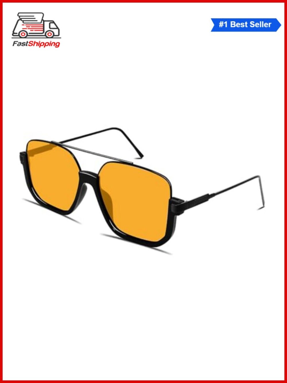 โจGUVIVI Square Oversized Aviator Sunglasses Women Men 70s Semi-Frame Retro